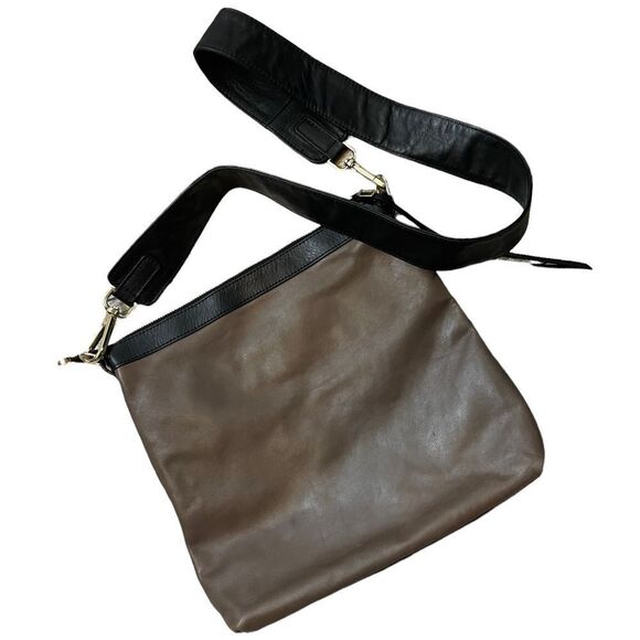 Innue Made in Italy Brown Two Tone Leather Crossbody Bag - Picture 1 of 9
